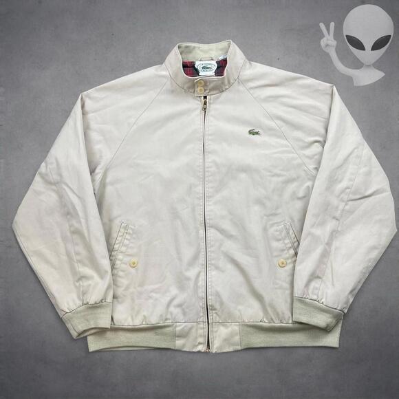 Lacoste Harrington Jacket Medium Tan Plaid Lining Classic Fit Bomber Vintage 90s - Picture 2 of 6
